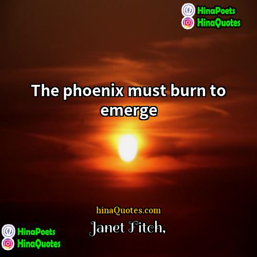 Janet Fitch Quotes | The phoenix must burn to emerge.
 